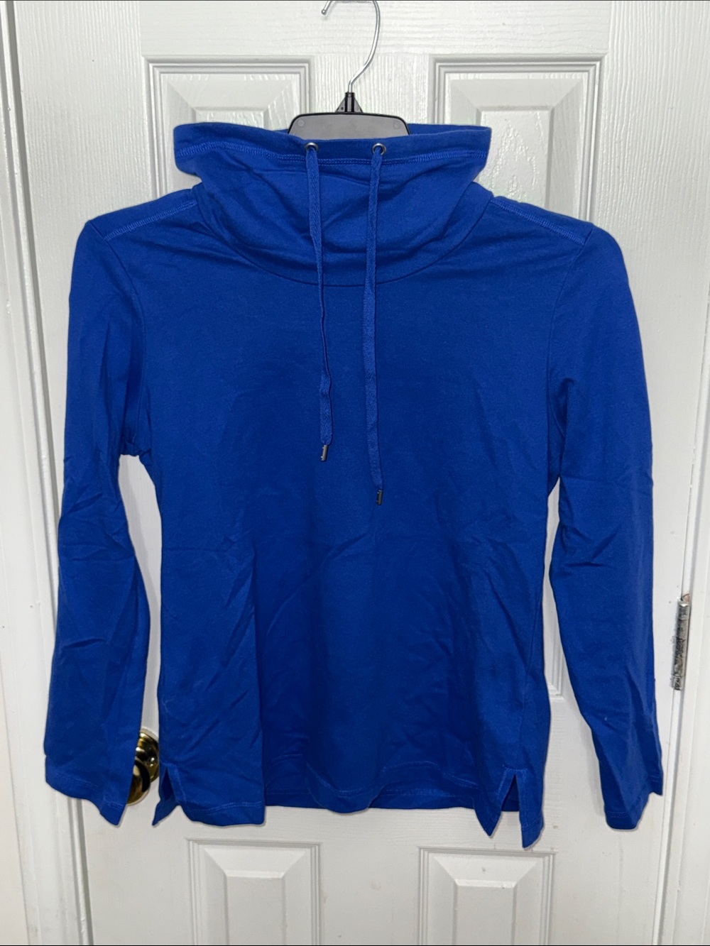 Blue Women's Funnel Neck Long-Sleeve Top